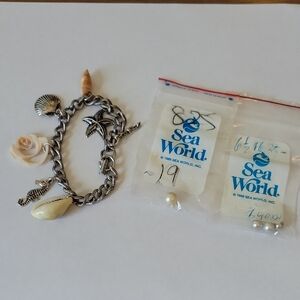 Sea World Charm Bracelet with Ocean-Themed Charms Vintage And Authentic Pearls